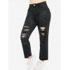 Jean Droit Style Déchiré Grande-Taille - Noir 2XL
