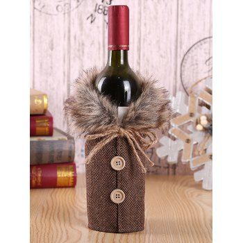 

Christmas Decorations Faux Fur Bowknot Wine Bottle Bag, Gray