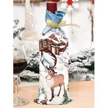 

Christmas Print Party Decoration Wine Bottle Bag, White