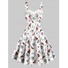Mini Robe de Noël à Bretelle en Fausse Fourrure sans Manches à Imprimé Flocon de Neige Bonbon Crâne - Blanc M