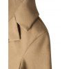Manteau D'Extérieur Long Ceinturé Poche en Avant en Couleur Unie à Col Revers avec Poches - café lumière 2XL