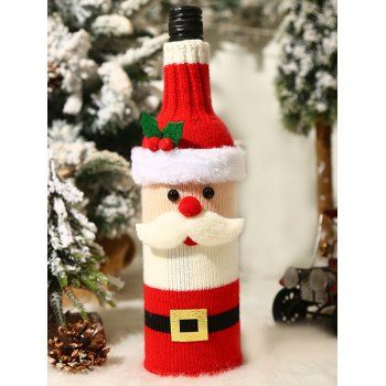 

Cute Christmas Cartoon Knit Wine Bottle Bag Party Decoration Knitted Wine Bottle Cover Bag, Red
