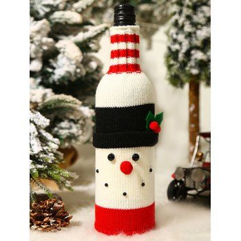 

Cute Christmas Cartoon Knit Wine Bottle Bag Party Decoration Knitted Wine Bottle Cover Bag, Multicolor a