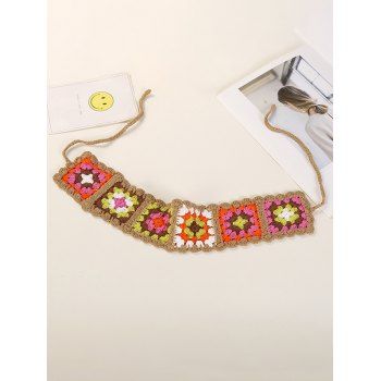 

Crochet Headband Cottagecore Style Colored Flower Hollow Out Headband, Coffee
