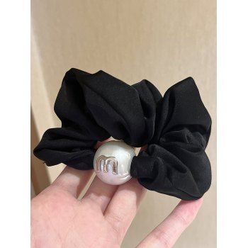 

Letter Faux Pearl Scrunchie Elastic Hair Band, Black