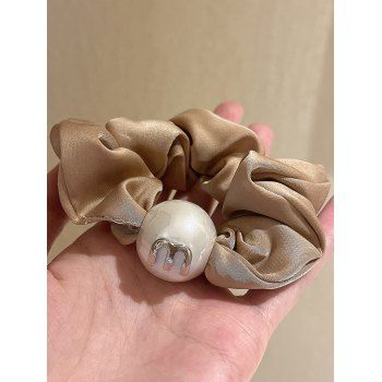 

Letter Faux Pearl Scrunchie Elastic Hair Band, Coffee