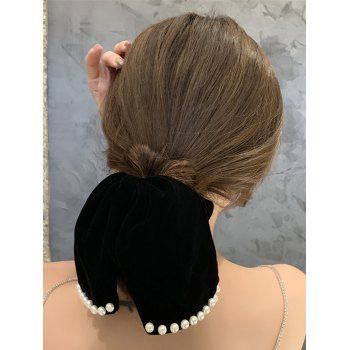 

Faux Pearl Bowknot Scrunchie Elastic Hair Band, Black