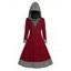 Colorblock Textured Knit Hooded Dress O Ring Zipper Long Sleeve Drawstring Hood Knitted Dress - BLACK XXXL