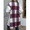 Manteau Long à Carreaux Imprimé avec Poche en Avant Manches Longues à Col Relevé - multicolor XL