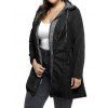 Plus Size Drawstring Waist Space Dye Hooded Coat And Butterfly Lace Crossover Tank Top Casual Outfit - BLACK L