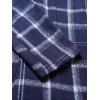 Plaid Print Coat High Low Button Up Hooded Coat Full Sleeve Longline Coat - DEEP BLUE XXL