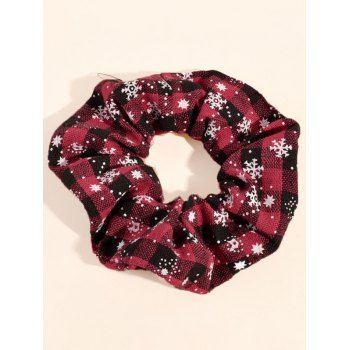 

Christmas Scrunchie Plaid Snowflake Pattern Scrunchie Elastic Hair Band, Deep red