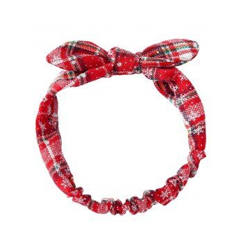 

Christmas Headband Bowknot Snowflake Plaid Elastic Headband, Red