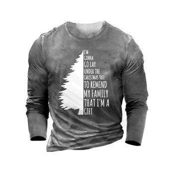 

Christmas Tree T Shirt Graphic T Shirt Round Neck Long Sleeve Tee, Gray