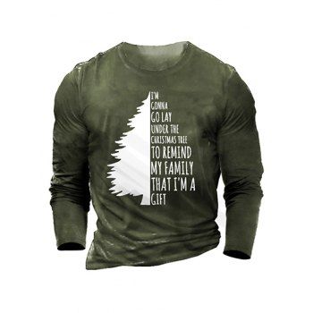 

Christmas Tree T Shirt Graphic T Shirt Round Neck Long Sleeve Tee, Army green