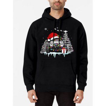 

Christmas Hoodie Car Tree Hat Gift Pattern Drawstring Long Sleeve Sweatshirt With Hood, Black