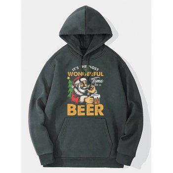 

Christmas Hoodie Santa Claus Letter Pattern Kangaroo Pocket Long Sleeve Graphic Sweatshirt With Hood, Dark gray