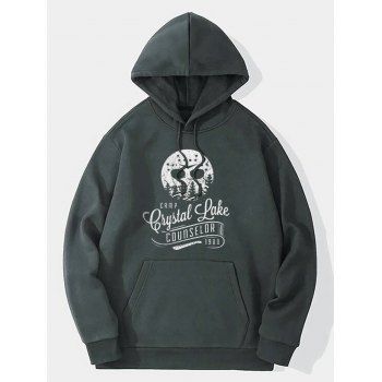 

Graphic Hoodie Skull Letter Pattern Kangaroo Pocket Drawstring Long Sleeve Sweatshirt With Hood, Dark gray