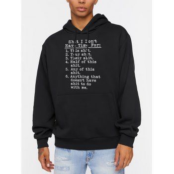 

Slogan Print Hoodie Drawstring Kangaroo Pocket Long Sleeve Sweatshirt With Hood, Black