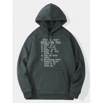 

Slogan Print Hoodie Drawstring Kangaroo Pocket Long Sleeve Sweatshirt With Hood, Dark gray