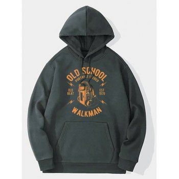 

Graphic Hoodie Drawstring Kangaroo Pocket Long Sleeve Sweatshirt With Hood, Dark gray