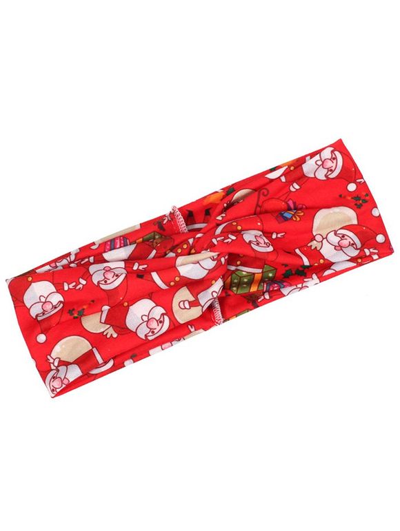 Bandeau de Cheveux Elastique Large Motif Père Noël - Rouge 
