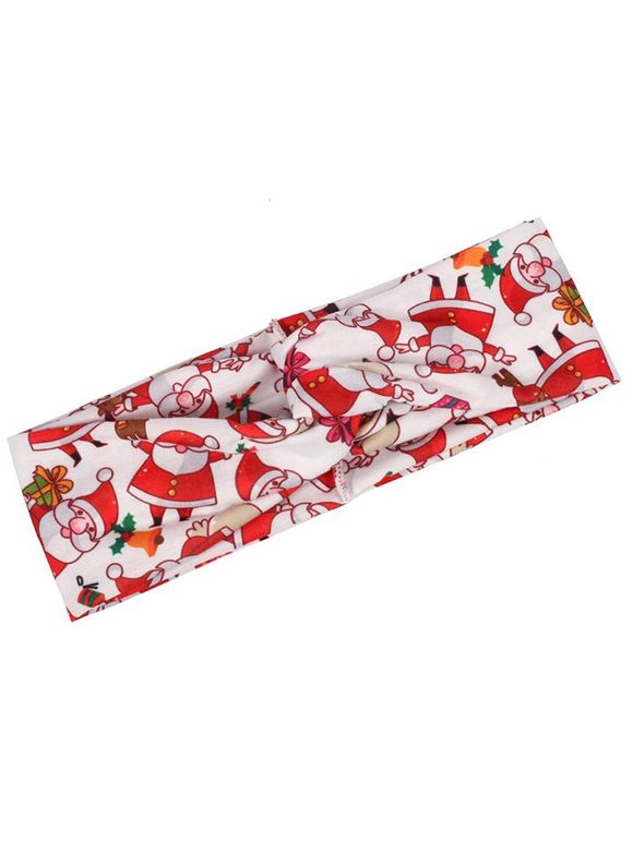 Bandeau de Cheveux Elastique Large Motif Père Noël - Blanc 