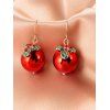 Boucles D'Oreilles de Noël Cloche Pendantes avec Strass - Rouge 