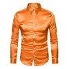 Chemise en Couleur Brillante Boutonnée Manches Longues à Col Relevé - Orange XXL