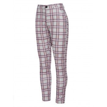 

Plaid Allover Print Chino Pants Zip Fly Pencil Pants, Orange