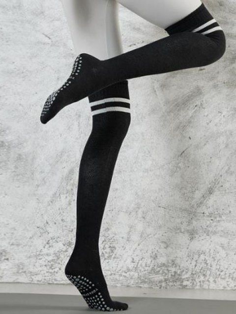 Chaussettes de Sport Mi-Cuisse Texturées Rayées Antidérapantes
