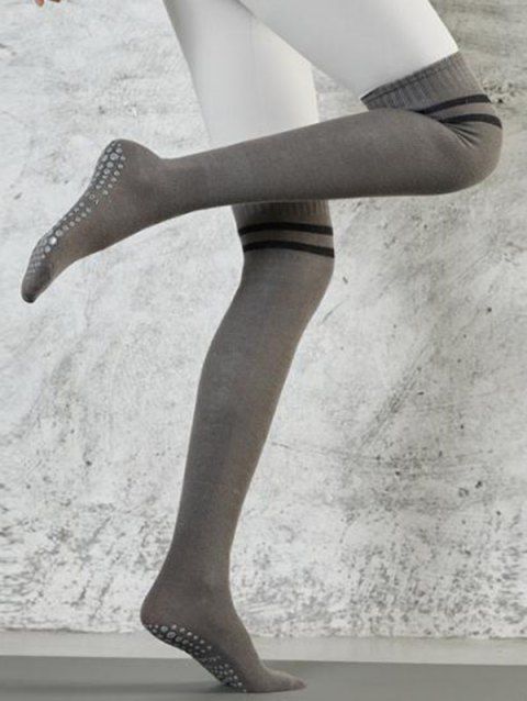 Chaussettes de Sport Mi-Cuisse Texturées Rayées Antidérapantes