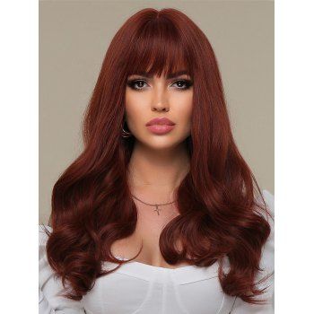 

Wavy Full Bang Capless Long Synthetic Wig, Chestnut red