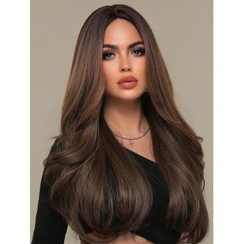 

Wavy Middle Part Long Capless Synthetic Wig, Deep brown