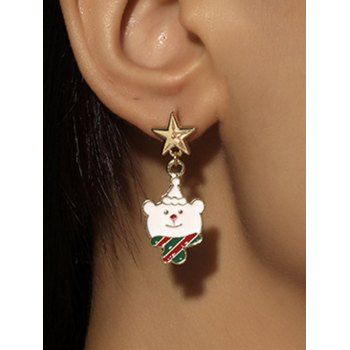 

Christmas Earrings Cute Gift Bear Star Drop Earrings, Golden