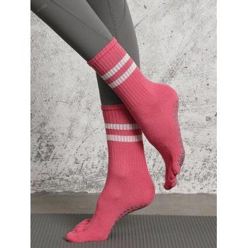 

Textured Striped Middle Tube Yoga Toe Socks Anti-slip Sports Toe Socks, Red