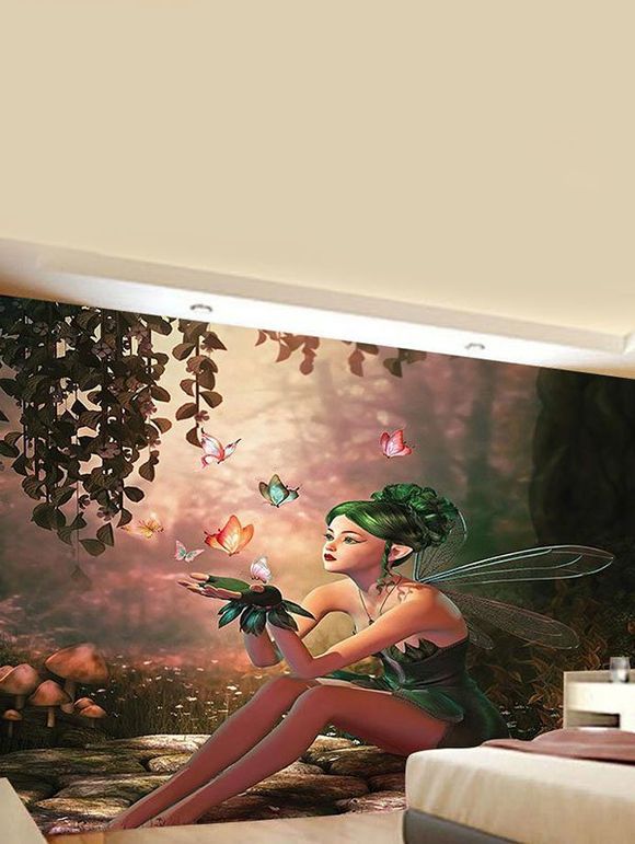 Tapisserie Murale Motif Fée Papillon dans la Forêt Décor Maison - multicolor 95 CM X 73 CM