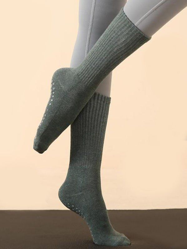 Chaussettes de Sport Tube Mi-Mollet Texturées Anti-Dérapantes - Vert profond 