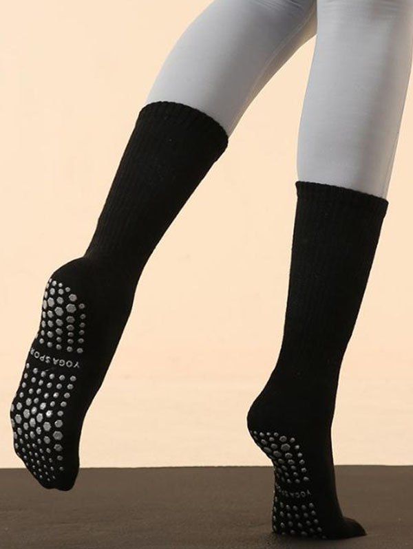 Chaussettes de Sport Tube Mi-Mollet Texturées Anti-Dérapantes - Noir 