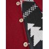 Mini Robe Ligne A en Blocs de Couleurs à Imprimé Flocon de Neige et Sapin de Noël à Manches Longues - Rouge foncé S