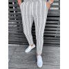 Pantalon Crayon Long Zippé Rayé Partout - Gris 2XL