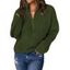 Pull Décontracté en Couleur Unie Goutte Epaule à Demi-Zip - Vert profond 3XL