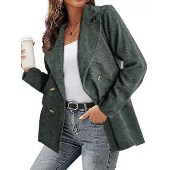 

Textured Shacket Plain Color Turn Down Collar Long Sleeve Shacket, Deep green