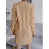 Mini Robe Pull Droite en Maille Torsadée à Manches Longues - Jaune clair S