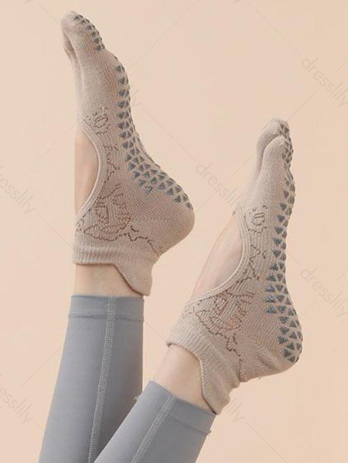 Chaussettes de Sport de Yoga Anti-Dérapantes à Bout Pointu - café lumière 