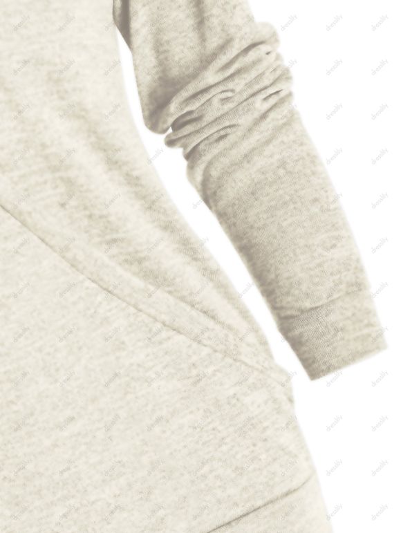 Haut Chiné Superposé en Tricot Manches Longues à Col Plongeant - café lumière 3XL