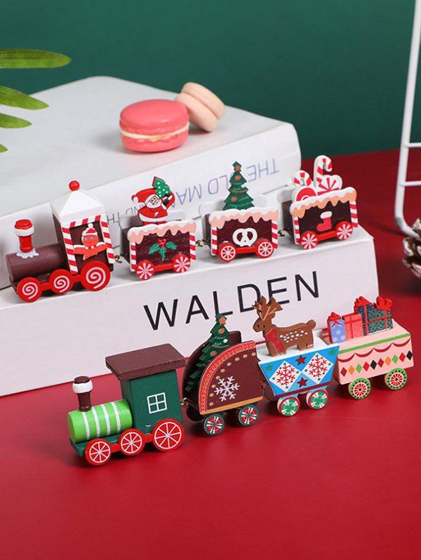 2 Pièces Trains de Noël Cadeau Mignon pour Enfants Décor Maison - multicolor 产品体积 22.5 * 7.5 CM * 3 CM