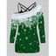 Ensemble de Haut de Noël Croisé à Imprimé Flocon de Neige à Manches Longues avec Camisole Deux Pièces - Vert profond XL