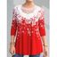 T-shirt à Applique en Dentelle Transparente à Fleurs et Flocon de Neige de Noël - multicolor A 2XL