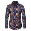 Chemise Décontractée Boutonnée à Imprimé Tribal à Manches Longues à Col Relevé - multicolor S